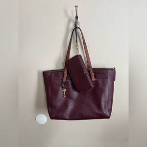 Fossil Leather Rachel Tote & matching Logan RFID Wallet